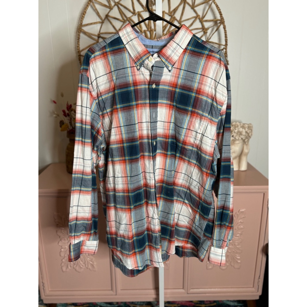 Men's Saddlebred Plaid Button Up Shirt XL White‎ Red